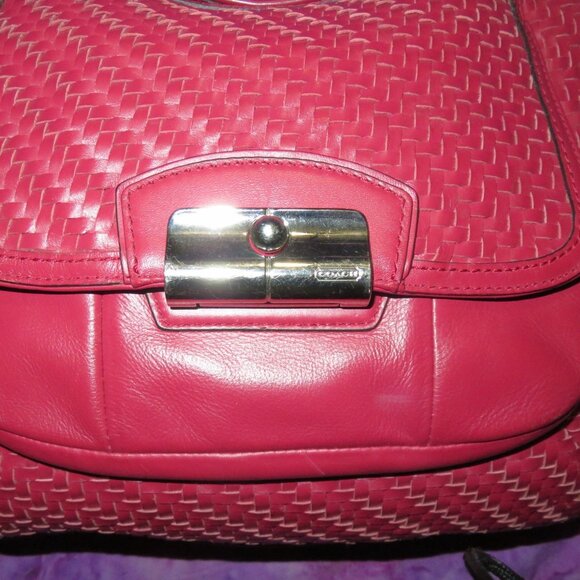 Coach 2012 Kristin Woven Maroon Leather Hobo Handbag - Picture 8 of 10